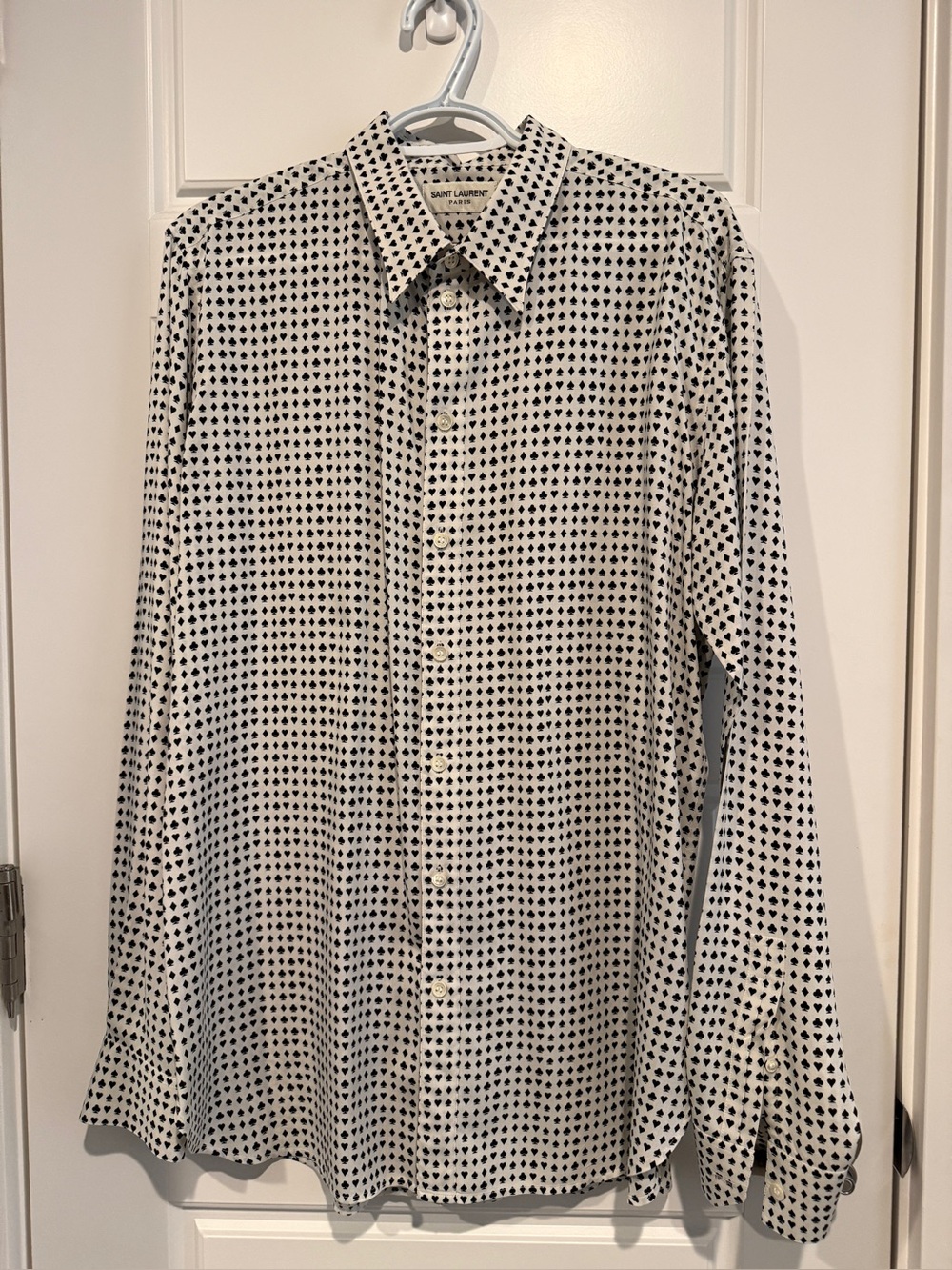 Yves Saint Laurent Men’s White Shirt Playing Cards Motif